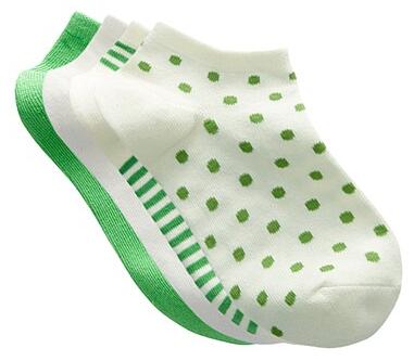 凡客女士船袜-精梳棉莱卡(4双装)绿白色组